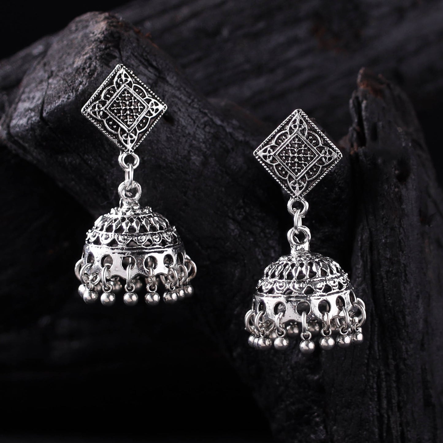 Amrita German Silver Jhumka Earrings 07