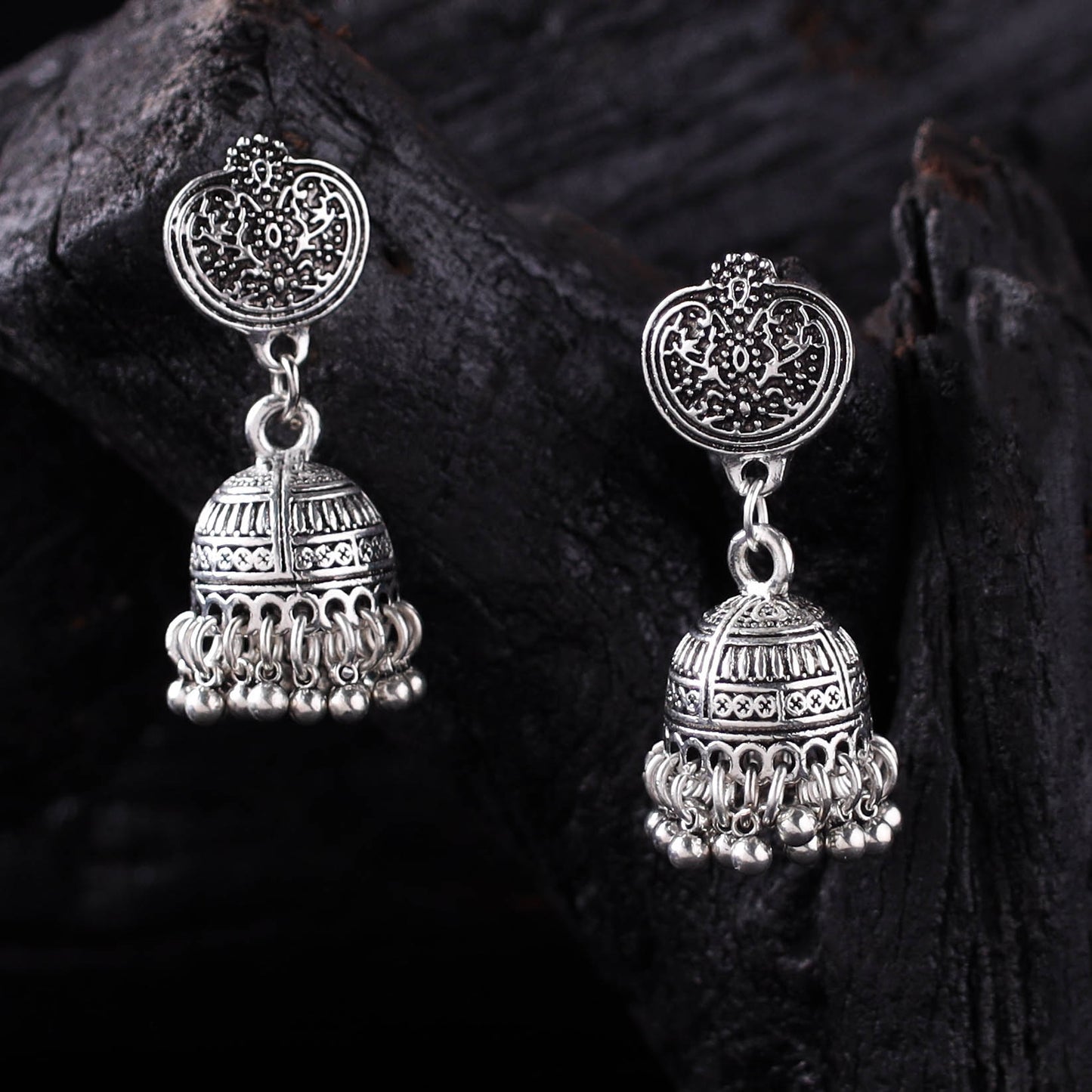 Ragini German Silver Jhumka Earrings 08