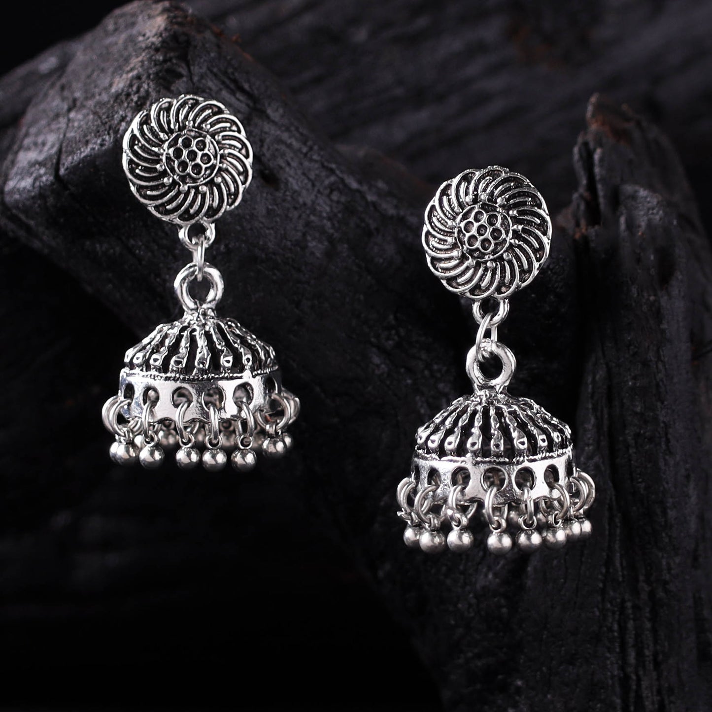 Suhani German Silver Jhumka Earrings 09