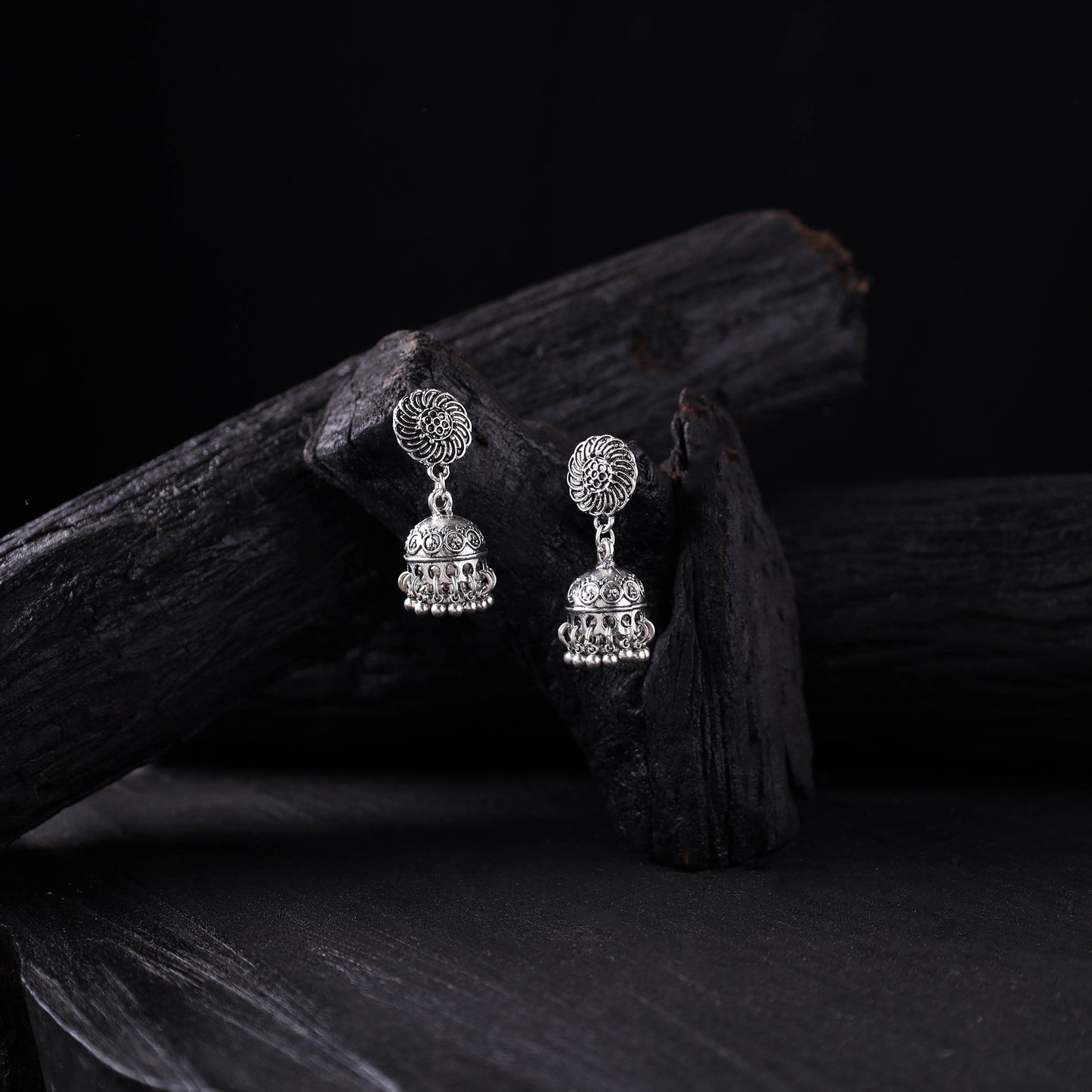 Rupali German Silver Jhumka Earrings 10