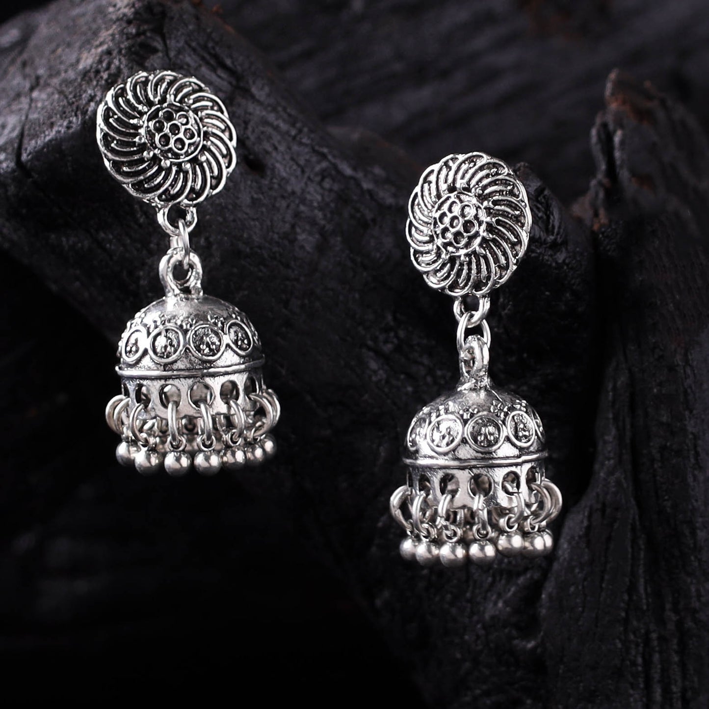 Rupali German Silver Jhumka Earrings 10