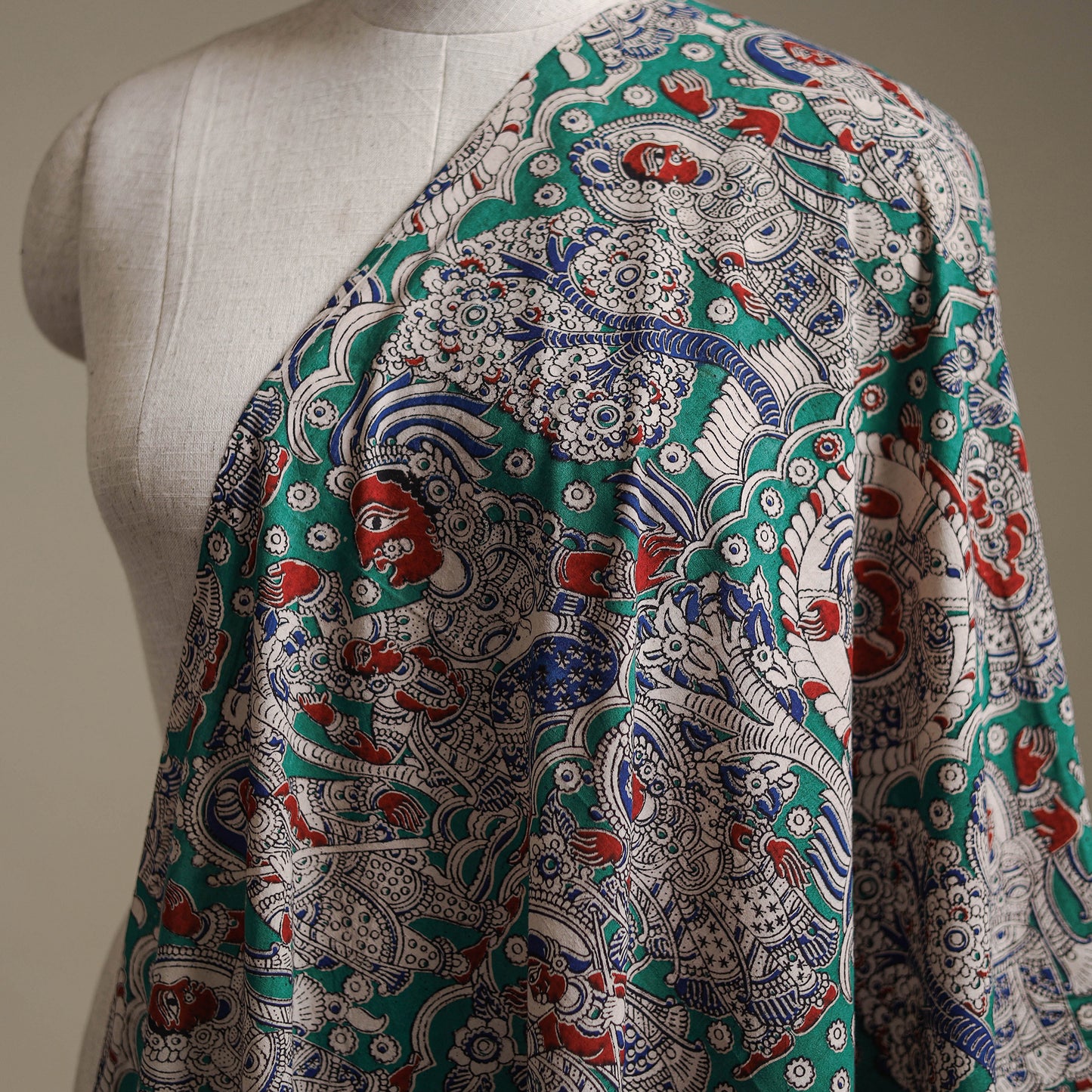 Green - Kalamkari Printed Cotton Fabric 37