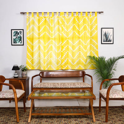 Yellow - Tie & Dye Cotton Shibori Curtain for Window (Set of 2) 33