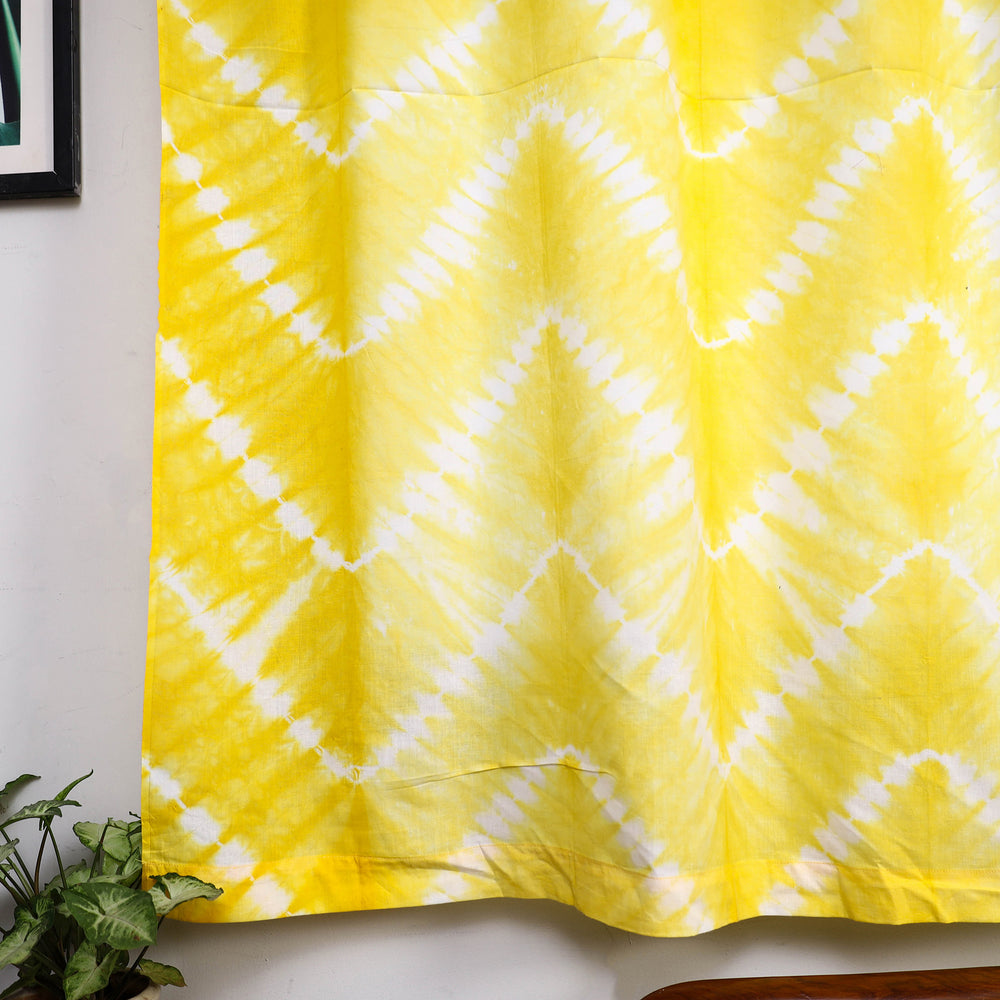 Yellow - Tie & Dye Cotton Shibori Curtain for Window (Set of 2) 33