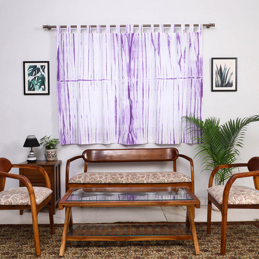 Purple - Tie & Dye Cotton Shibori Curtain for Window (Set of 2) 35