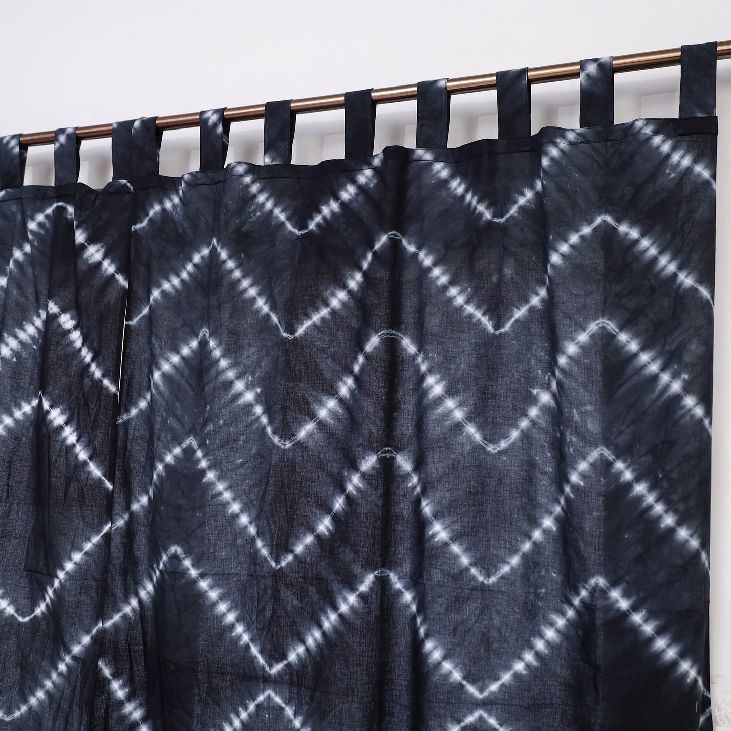 Black - Tie & Dye Cotton Shibori Curtain for Window (Set of 2) 36