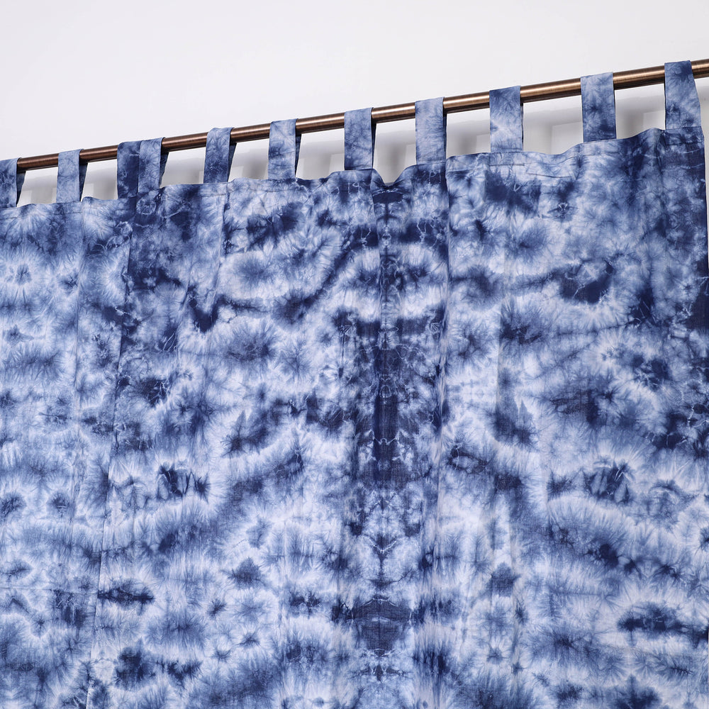 Blue - Tie & Dye Cotton Shibori Curtain for Window (Set of 2) 37