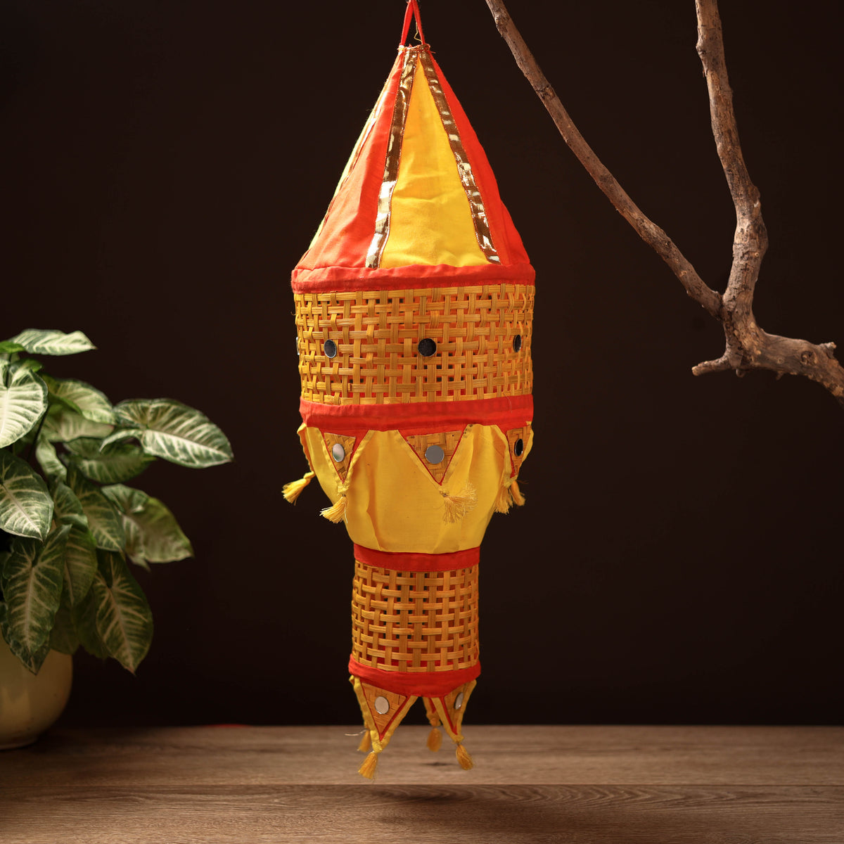 Greenkraft Ghoomar Handcrafted Bamboo Lantern for Home Decor 35