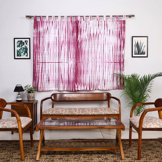 Purple - Tie & Dye Cotton Shibori Curtain for Window (Set of 2) 39