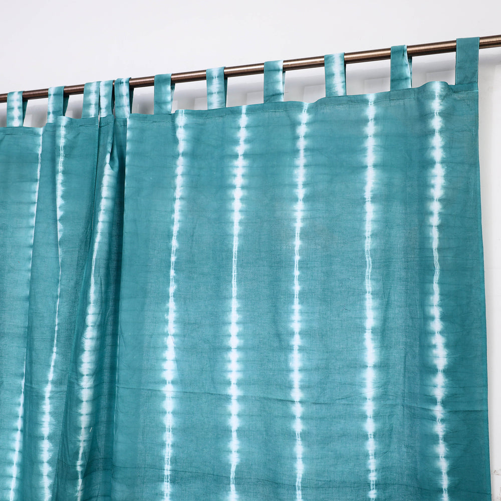 Green - Tie & Dye Cotton Shibori Curtain for Window (Set of 2) 41