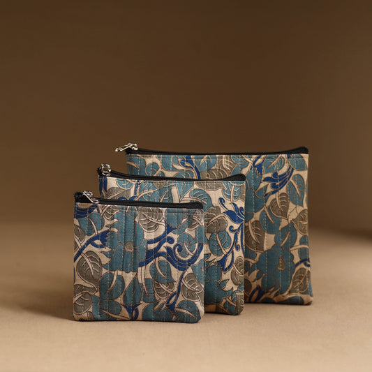 Blue - Handmade Cotton Utility Pouch Set 01