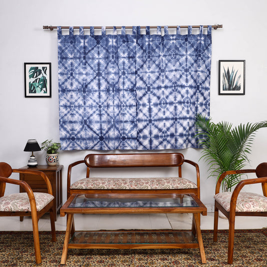 Blue - Tie & Dye Cotton Shibori Curtain for Window (Set of 2) 42