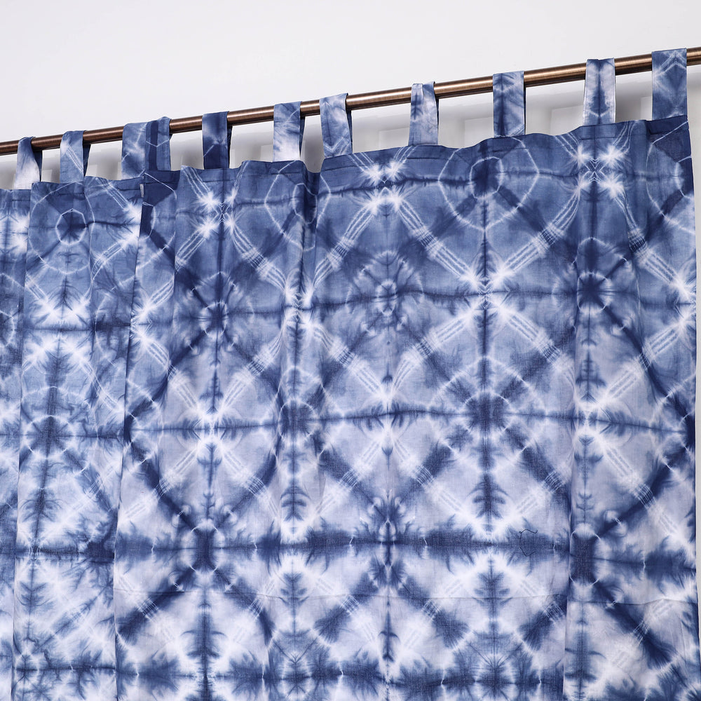 Blue - Tie & Dye Cotton Shibori Curtain for Window (Set of 2) 42