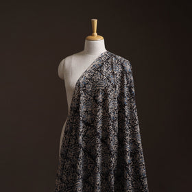 Black - Pedana Hand Block Printed Natural Dyed Cotton Kalamkari Fabric 07