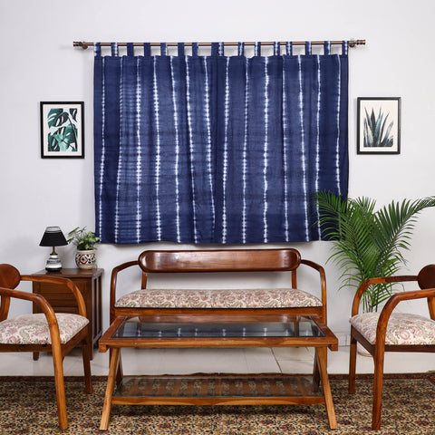 Blue - Tie & Dye Cotton Shibori Curtain for Window (Set of 2) 43