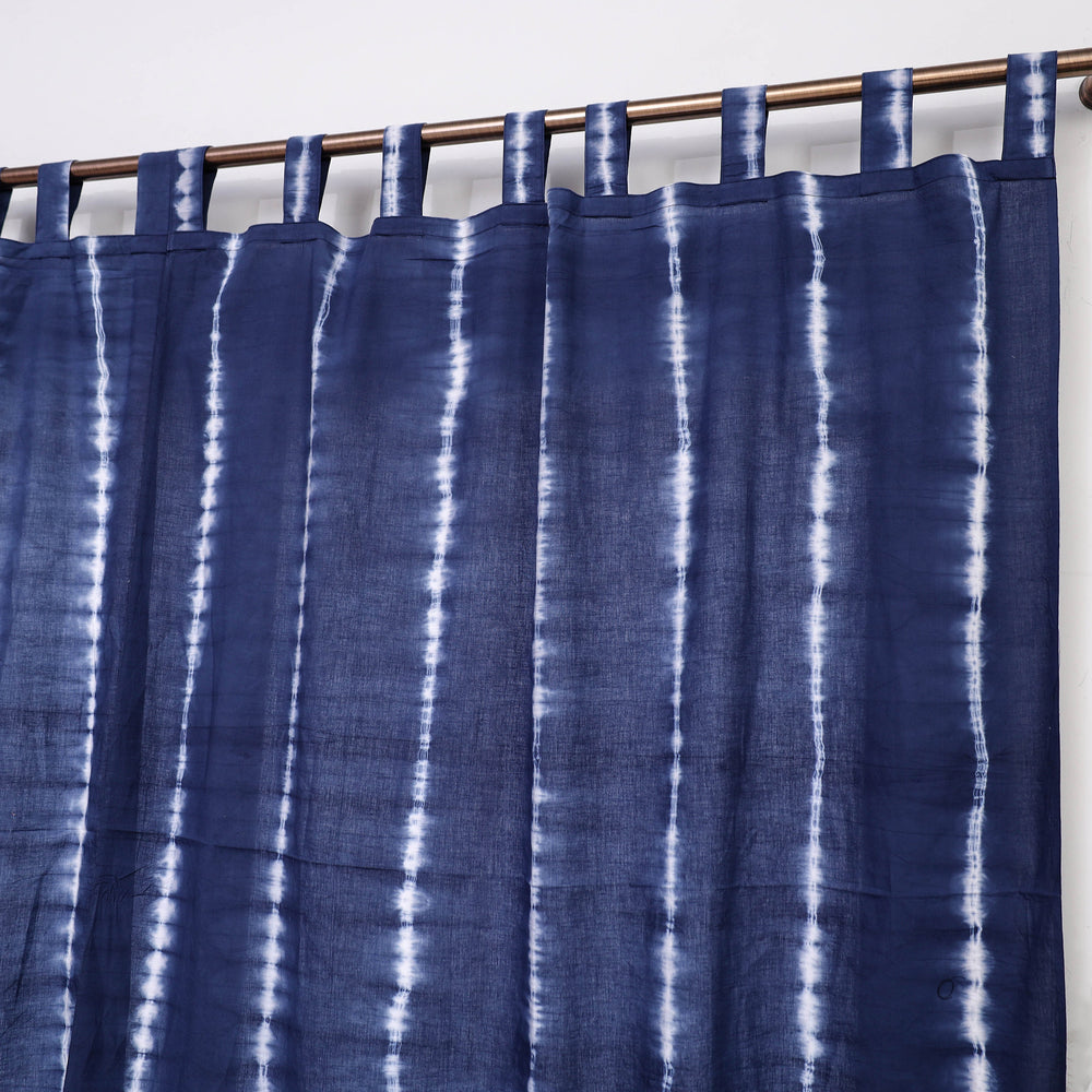 Blue - Tie & Dye Cotton Shibori Curtain for Window (Set of 2) 43