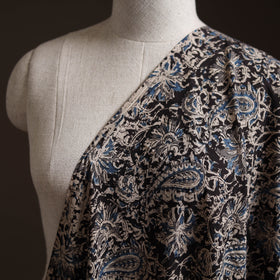 Black - Pedana Hand Block Printed Natural Dyed Cotton Kalamkari Fabric 07