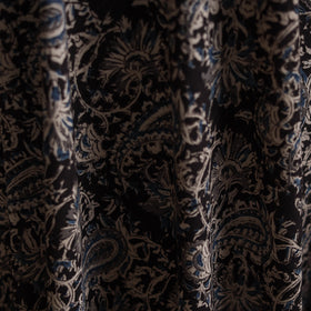 Black - Pedana Hand Block Printed Natural Dyed Cotton Kalamkari Fabric 07