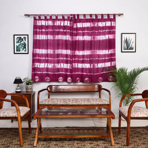 Purple - Tie & Dye Cotton Shibori Curtain for Window (Set of 2) 24