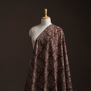 Maroon - Pedana Hand Block Printed Natural Dyed Cotton Kalamkari Fabric 05