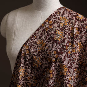 Maroon - Pedana Hand Block Printed Natural Dyed Cotton Kalamkari Fabric 05
