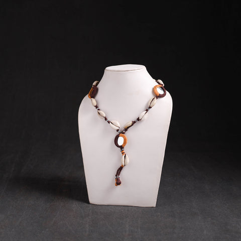 Brown - Lambani Thread, Mirror & Seashell Work Necklace 22