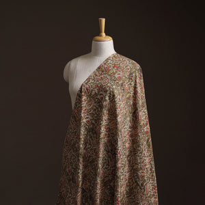 Brown - Pedana Hand Block Printed Natural Dyed Cotton Kalamkari Fabric 06