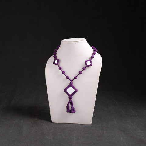 Purple - Lambani Thread & Mirror Work Necklace 21