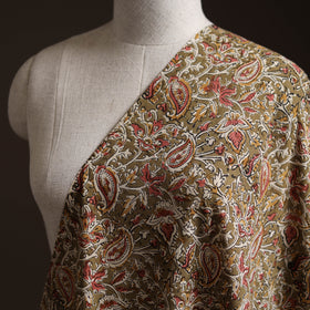 Brown - Pedana Hand Block Printed Natural Dyed Cotton Kalamkari Fabric 06