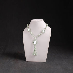 White - lambani thread & mirror work necklace 19