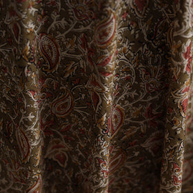 Brown - Pedana Hand Block Printed Natural Dyed Cotton Kalamkari Fabric 06