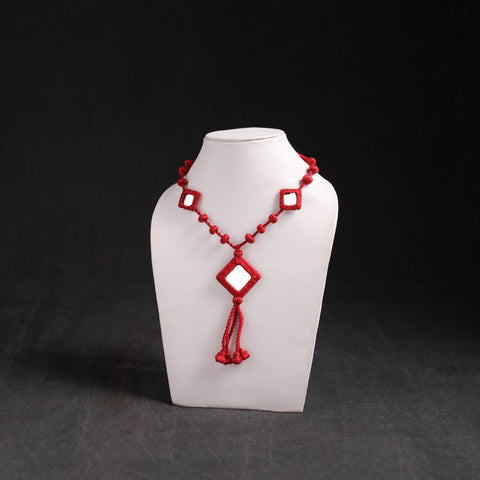 Red - Lambani Thread & Mirror Work Necklace 18