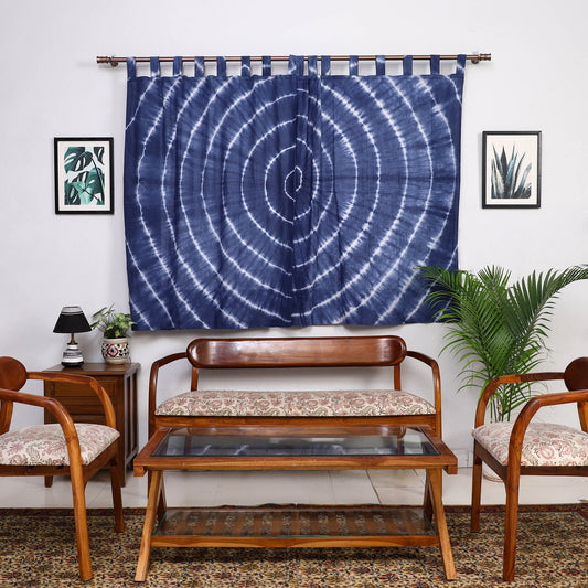 Blue - Tie & Dye Cotton Shibori Curtain for Window (Set of 2) 44