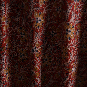 Red - Pedana Hand Block Printed Natural Dyed Cotton Kalamkari Fabric 04
