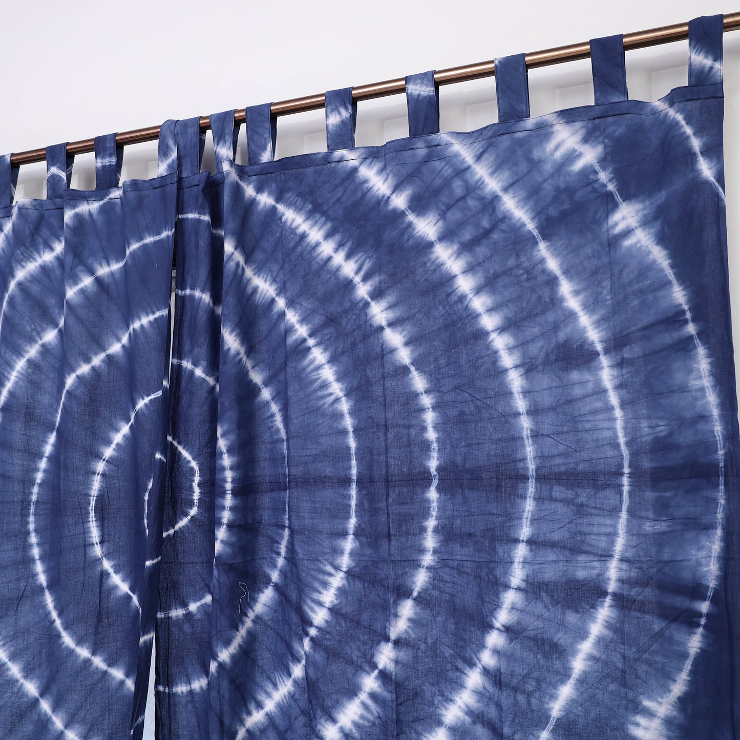 Blue - Tie & Dye Cotton Shibori Curtain for Window (Set of 2) 44