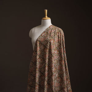 Brown - Pedana Hand Block Printed Natural Dyed Cotton Kalamkari Fabric 03