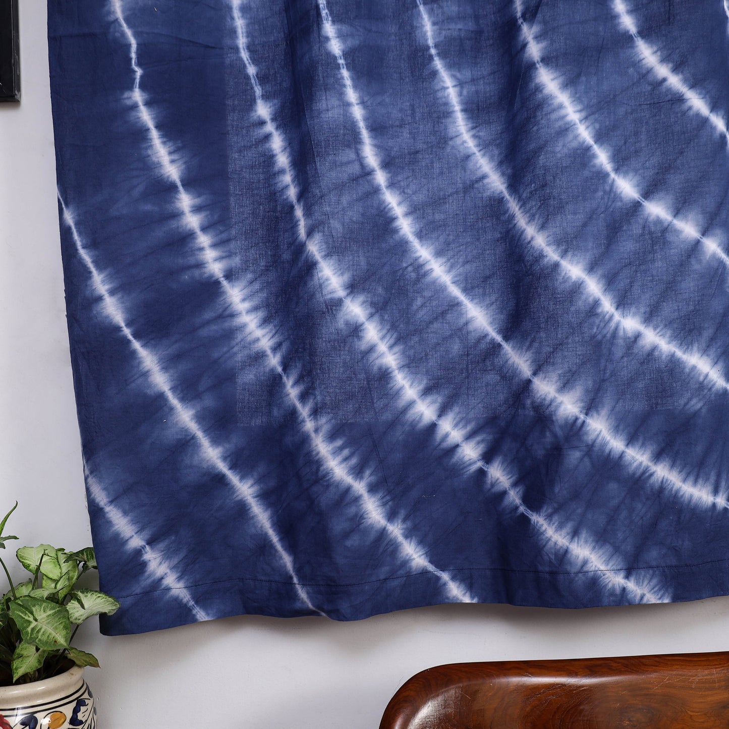 Blue - Tie & Dye Cotton Shibori Curtain for Window (Set of 2) 44