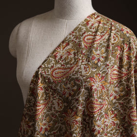 Brown - Pedana Hand Block Printed Natural Dyed Cotton Kalamkari Fabric 03