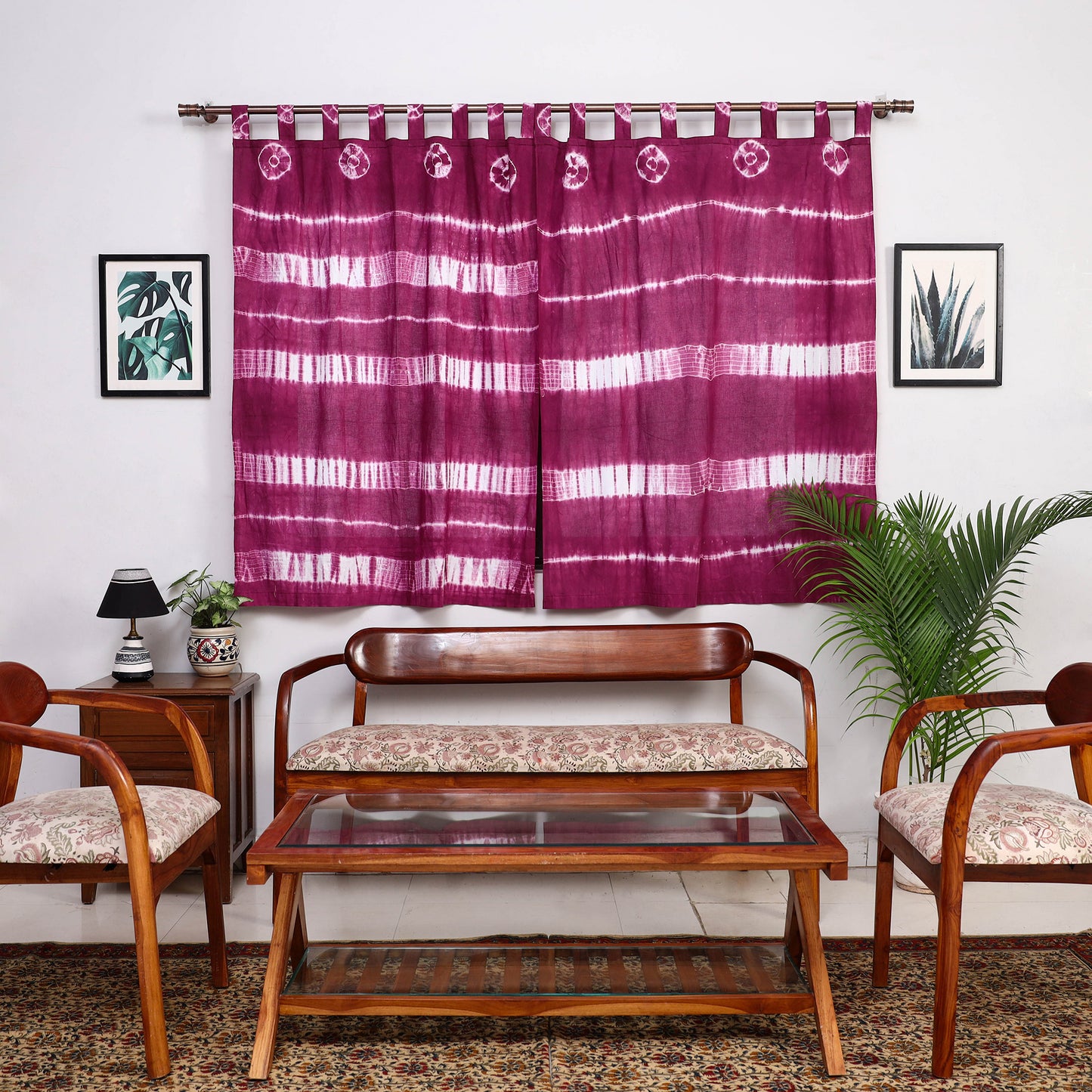 Purple - Tie & Dye Cotton Shibori Curtain for Window (Set of 2) 25