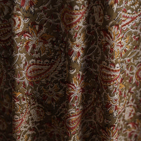 Brown - Pedana Hand Block Printed Natural Dyed Cotton Kalamkari Fabric 03