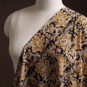 Black - Pedana Hand Block Printed Natural Dyed Cotton Kalamkari Fabric 02