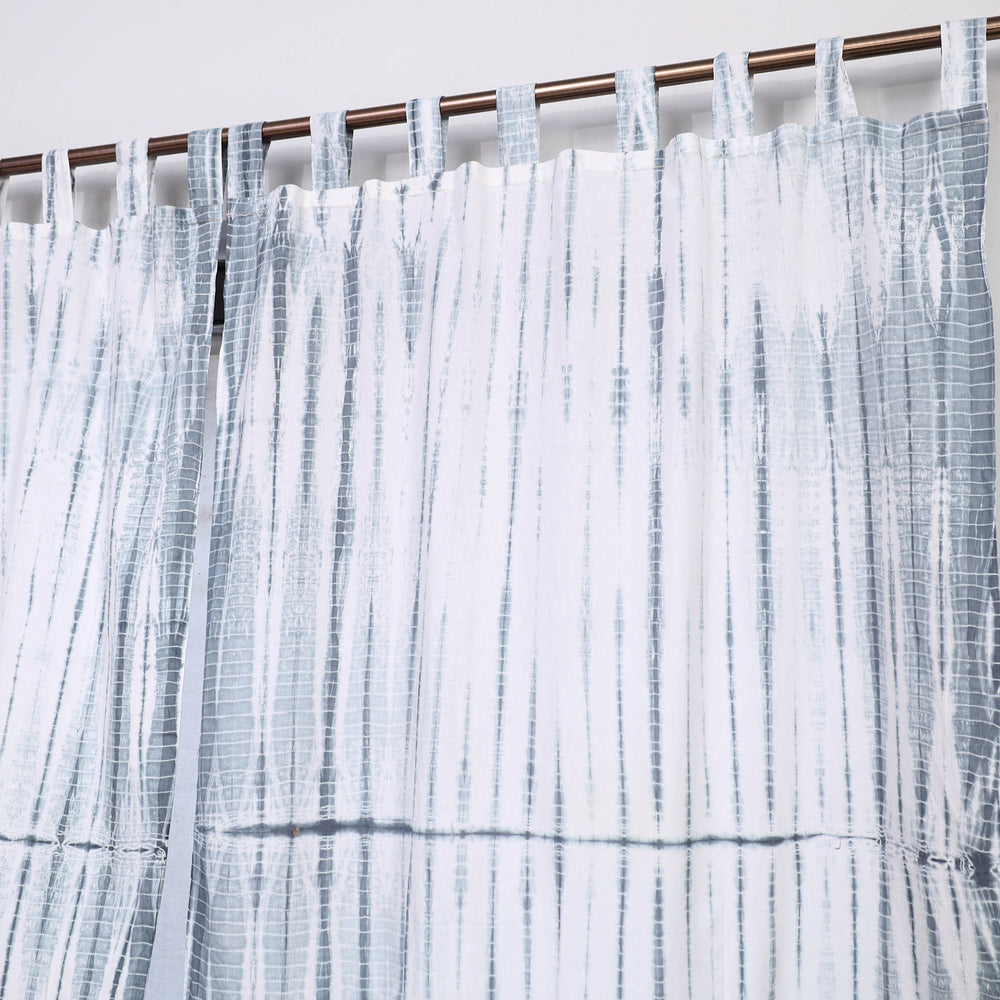 Grey - Tie & Dye Cotton Shibori Curtain for Window (Set of 2) 30