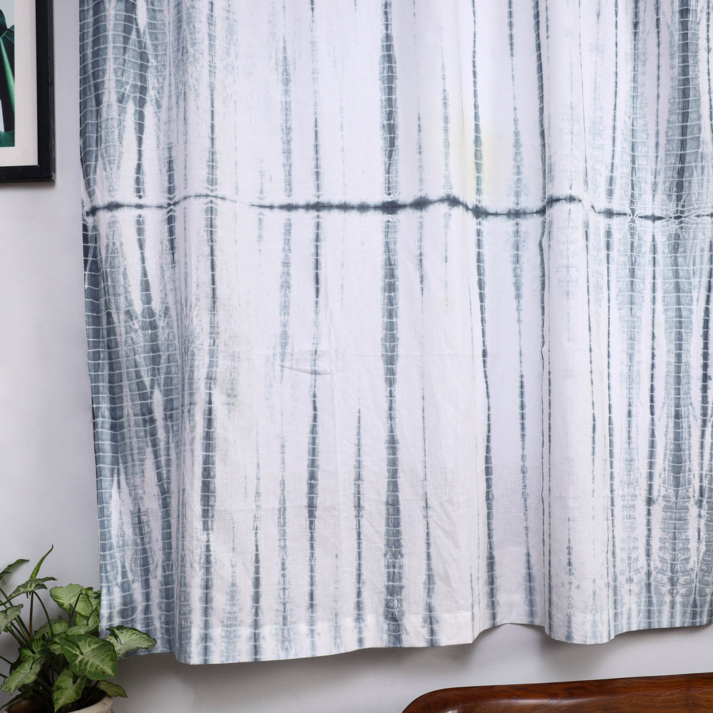 Grey - Tie & Dye Cotton Shibori Curtain for Window (Set of 2) 30