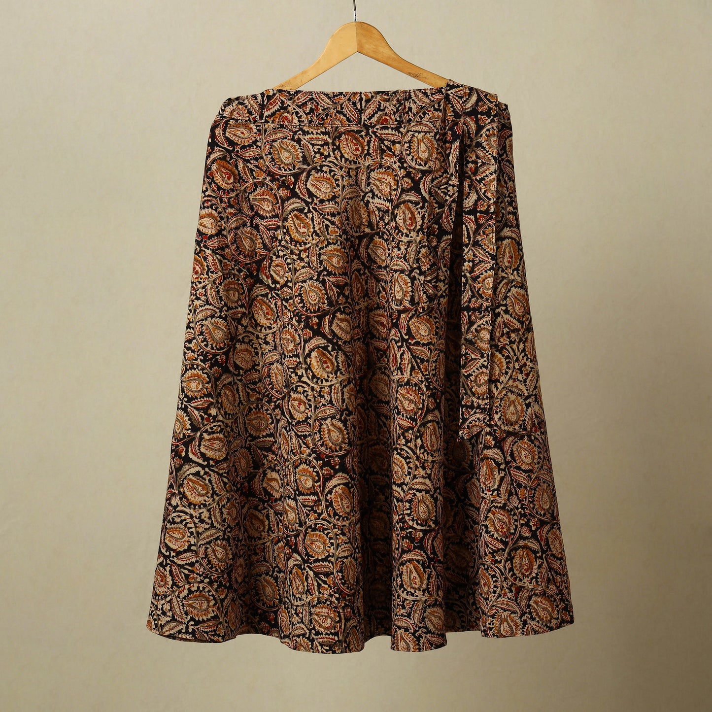 Brown - kalamkari cotton wrap around skirt 48 - handcrafted