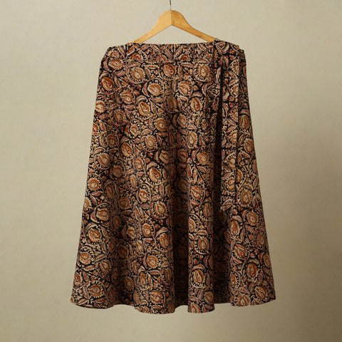 Brown - kalamkari cotton wrap around skirt 48 - handcrafted