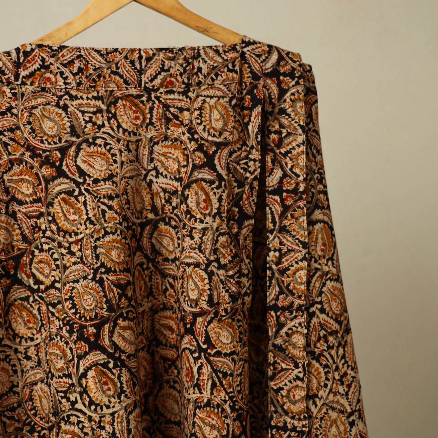 Brown - kalamkari cotton wrap around skirt 48 - handcrafted