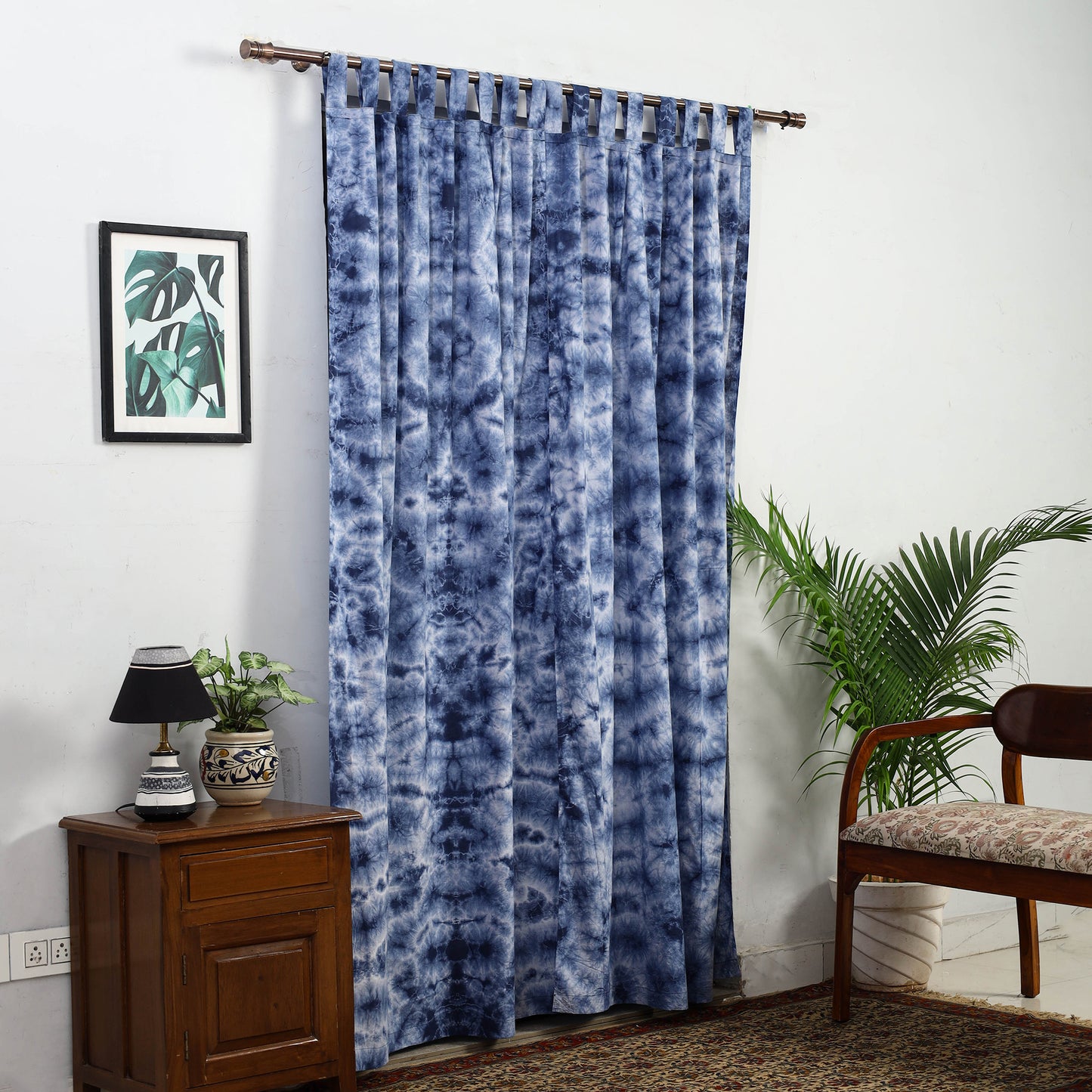 Blue - Tie & Dye Cotton Shibori Curtain for Door (Set of 2) 21