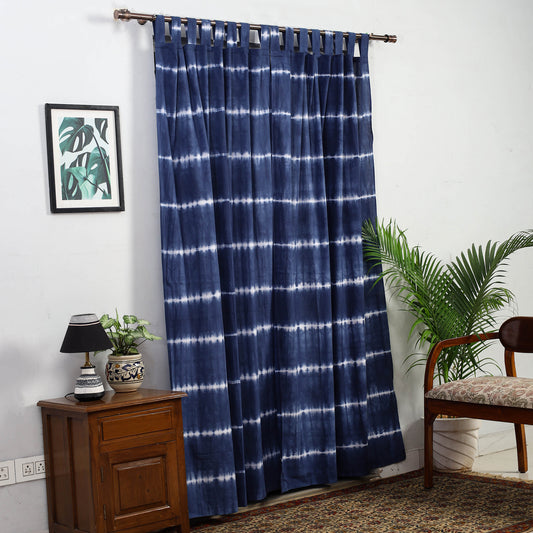 Blue - Tie & Dye Cotton Shibori Curtain for Door (Set of 2) 02