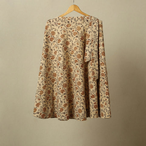 Beige - kalamkari cotton wrap around skirt 50 - handcrafted
