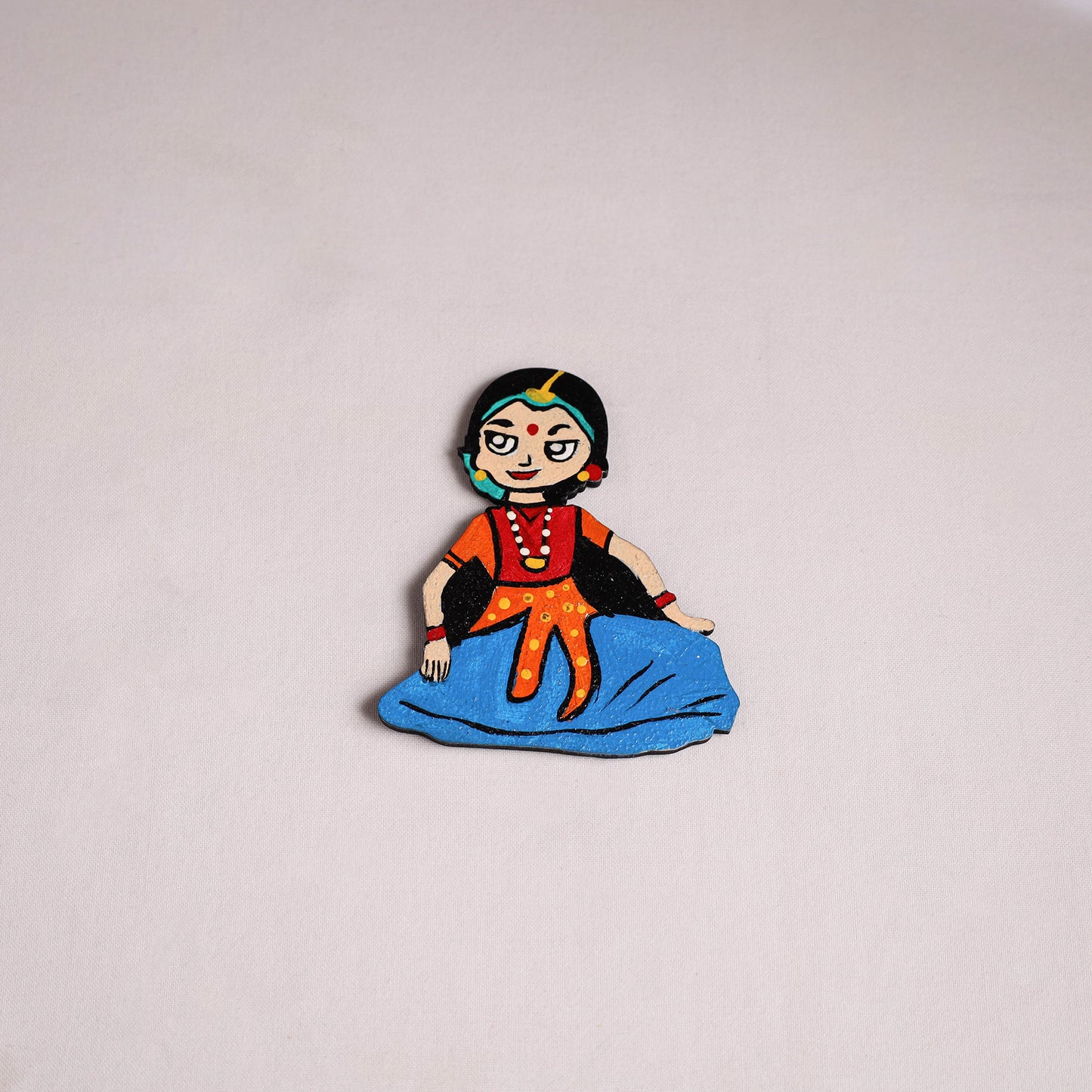 Dancing Doll Handpainted Wooden Fridge Magnet 02